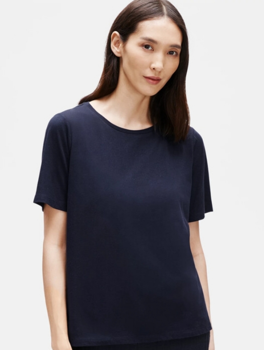 NWT Eileen Fisher Organic Cotton Jersey Crew Neck Tee NWT Black